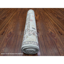 Load image into Gallery viewer, 2&#39;10&quot;x11&#39;6&quot; Sky Blue, Afghan Angora Oushak with Colorful Pattern Natural Dyes, Pure Wool Hand Knotted, Runner Oriental Rug FWR445014