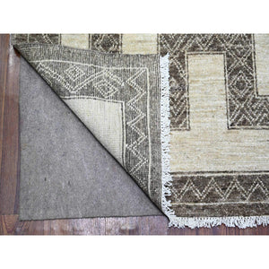 8'1"x9'9" Taupe Brown, Finer Peshawar with Intricate Geometric Motifs Maze Design Natural Dyes, 100% Wool Hand Knotted, Oriental Rug FWR445128