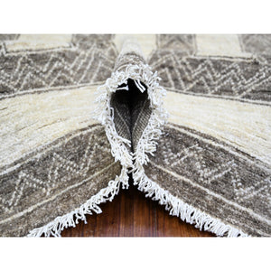 8'1"x9'9" Taupe Brown, Finer Peshawar with Intricate Geometric Motifs Maze Design Natural Dyes, 100% Wool Hand Knotted, Oriental Rug FWR445128