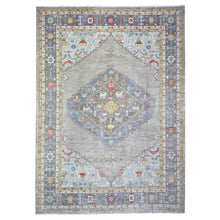 Load image into Gallery viewer, 10&#39;1&quot;x14&#39; Dark Gray, Finer Peshawar with large Medallion design, Natural Dyes, Pure Wool, Hand Knotted, Oriental Rug FWR445182