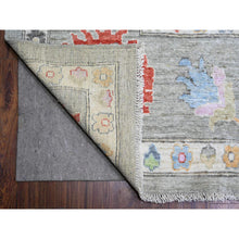 Load image into Gallery viewer, 12&#39;x15&#39;8&quot; Cloud Gray, Hand Knotted Extra Soft Wool, Natural Dyes Afghan Angora Oushak with Colorful Motifs, Oversized Oriental Rug FWR445194
