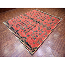 Load image into Gallery viewer, 8&#39;1&quot;x9&#39;8&quot; Crimson Red, Pure Wool Hand Knotted, Fine Peshawar with Intricate Geometric Motifs Natural Dyes, Oriental Rug FWR445272