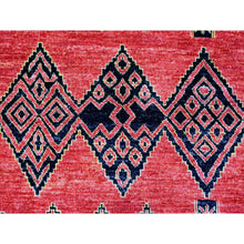 Load image into Gallery viewer, 8&#39;1&quot;x9&#39;8&quot; Crimson Red, Pure Wool Hand Knotted, Fine Peshawar with Intricate Geometric Motifs Natural Dyes, Oriental Rug FWR445272
