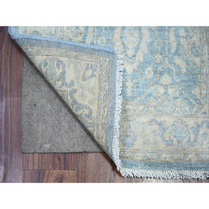 2'5"x18'9" Sky blue, Finer Peshawar with All over design, Natural Dyes, 100% Wool, Hand Knotted, XL Runner Oriental Rug FWR445440