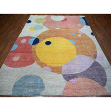 Load image into Gallery viewer, 7&#39;10&quot;x9&#39;10&quot; Colorful, Pure Wool Hand Knotted, The Circles Design Vegetable Dyes, Oriental Rug FWR445806