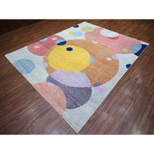 Load image into Gallery viewer, 7&#39;10&quot;x9&#39;10&quot; Colorful, Pure Wool Hand Knotted, The Circles Design Vegetable Dyes, Oriental Rug FWR445806