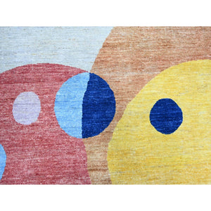 7'10"x9'10" Colorful, Pure Wool Hand Knotted, The Circles Design Vegetable Dyes, Oriental Rug FWR445806