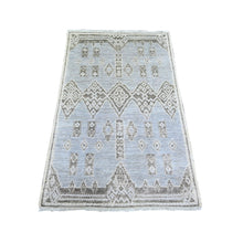 Load image into Gallery viewer, 2&#39;10&quot;x4&#39;7&quot; Ash Gray, Hand Knotted Pure Wool, Vegetable Dyes Fine Peshawar with Intricate Geometric Motifs, Oriental Rug FWR445950
