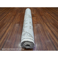 Load image into Gallery viewer, 2&#39;10&quot;x4&#39;7&quot; Ash Gray, Hand Knotted Pure Wool, Vegetable Dyes Fine Peshawar with Intricate Geometric Motifs, Oriental Rug FWR445950
