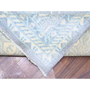 10'x14'7" Purple Gray, Stone Washed Peshawar with Pomegranate Garden Khotan Design, Vegetable Dyes, Soft Wool Hand Knotted, Oversized Oriental Rug Rug FWR445980