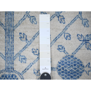 8'x9'9" White Diamond, High Grade Wool, White Wash Samarkand with Pomegranate Ancient Garden Multiple Repetitive Small Border Design, Hand Knotted, Oriental Rug FWR445998