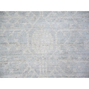 8'x9'8" Blue Gray With Timberwolf Gray, Natural Wool, Washed Out Samarkand with Pomegranate Design, Natural Dyes, Hand Knotted, Oriental Rug FWR446004