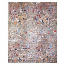 Load image into Gallery viewer, 11&#39;5&quot;x14&#39;5&quot; Smokey Gray, Afghan Hand Knotted 100% Wool Peshawar Bird Paradise Design, Abrash, Vegetable Dyes, Oversized Oriental Rug FWR446070