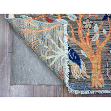 Load image into Gallery viewer, 3&#39;1&quot;x4&#39;10&quot; Vampire Gray, Soft Wool, Hand Knotted Afghan Peshawar with Birds of Paradise Design, Abrash, Vegetable Dyes, Oriental Rug FWR446106