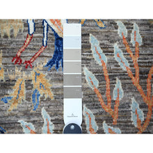 Load image into Gallery viewer, 3&#39;1&quot;x4&#39;10&quot; Vampire Gray, Soft Wool, Hand Knotted Afghan Peshawar with Birds of Paradise Design, Abrash, Vegetable Dyes, Oriental Rug FWR446106