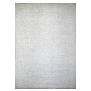 10'x13'8" Ice Cube Grey, Afghan Angora Oushak with Faded Colors, Natural Dyes, Extra Soft Wool, Hand Knotted, Oriental Rug FWR446358