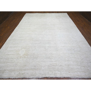 10'x13'8" Ice Cube Grey, Afghan Angora Oushak with Faded Colors, Natural Dyes, Extra Soft Wool, Hand Knotted, Oriental Rug FWR446358