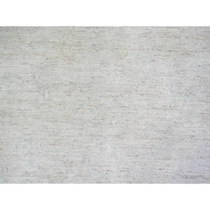 10'x13'8" Ice Cube Grey, Afghan Angora Oushak with Faded Colors, Natural Dyes, Extra Soft Wool, Hand Knotted, Oriental Rug FWR446358