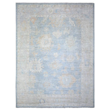 Load image into Gallery viewer, 9&#39;x11&#39;9&quot; Glaucous Gray, Hand Knotted, Afghan Angora Oushak with Large Motifs, Vegetable Dyes, 100% Wool, Oriental Rug FWR446388