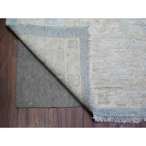 9'x11'9" Glaucous Gray, Hand Knotted, Afghan Angora Oushak with Large Motifs, Vegetable Dyes, 100% Wool, Oriental Rug FWR446388
