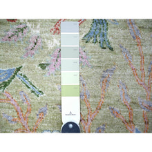 Load image into Gallery viewer, 2&#39;5&quot;x12&#39; Asparagus Green, Soft Wool, Hand Knotted, Natural Dyes, Afghan Peshawar with Birds of Paradise Design, Runner Oriental Rug FWR446574