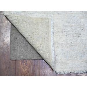 3'x4'10" Vivid White, Natural Wool, Washed Out Peshawar with Faded Design, Hand Knotted, Natural Dyes, Oriental Rug FWR446808