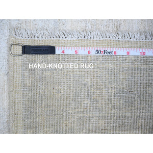 3'x4'10" Vivid White, Natural Wool, Washed Out Peshawar with Faded Design, Hand Knotted, Natural Dyes, Oriental Rug FWR446808