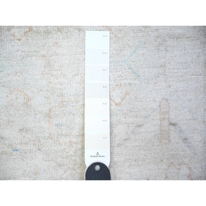 3'x4'9" Cascading White, White Wash Peshawar with Faded Colors, Pure Wool, Hand Knotted, Vegetable Dyes, Oriental Rug FWR446814