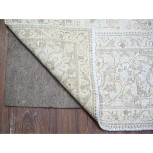 7'8"x10'6" Monochromatic Colors, Pure Wool, Worn and Distressed, Overdyed, Vintage Kerman, Professional Cleaner, Tone on Tone, Hand Knotted, Oriental Rug FWR446862