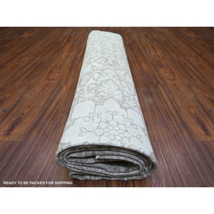 7'8"x10'6" Monochromatic Colors, Pure Wool, Worn and Distressed, Overdyed, Vintage Kerman, Professional Cleaner, Tone on Tone, Hand Knotted, Oriental Rug FWR446862