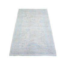 Load image into Gallery viewer, 3&#39;1&quot;x5&#39; Night White, Organic Wool Hand Knotted, White Wash Peshawar with Faded Colors, Natural Dyes, Oriental Rug FWR447078