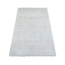 Load image into Gallery viewer, 3&#39;x5&#39; Delicate White, 100% Wool, Hand Knotted, Washed Out Peshawar with Faded Design, Natural Dyes, Oriental Rug FWR447084