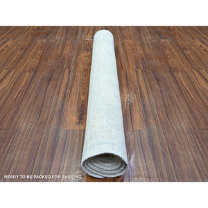 3'x5' Delicate White, 100% Wool, Hand Knotted, Washed Out Peshawar with Faded Design, Natural Dyes, Oriental Rug FWR447084