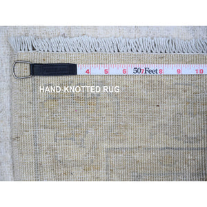 3'x5' Delicate White, 100% Wool, Hand Knotted, Washed Out Peshawar with Faded Design, Natural Dyes, Oriental Rug FWR447084