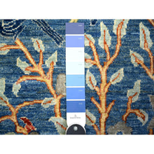 Load image into Gallery viewer, 2&#39;10&quot;x6&#39;10&quot; Bayern Blue, Pure Wool, Vegetable Dyes, Hand Knotted, Afghan Peshawar with Birds of Paradise, Abrash, Oriental Rug FWR447168