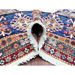 8'4"x11'5" Porcelain White, Organic Wool, Hand Knotted, Dense Weave, Vegetable Dyes, Afghan Super Kazak with All Over Medallions, Oriental Rug FWR447282