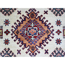 Load image into Gallery viewer, 8&#39;4&quot;x11&#39;5&quot; Porcelain White, Organic Wool, Hand Knotted, Dense Weave, Vegetable Dyes, Afghan Super Kazak with All Over Medallions, Oriental Rug FWR447282