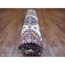 Load image into Gallery viewer, 8&#39;4&quot;x11&#39;5&quot; Porcelain White, Organic Wool, Hand Knotted, Dense Weave, Vegetable Dyes, Afghan Super Kazak with All Over Medallions, Oriental Rug FWR447282