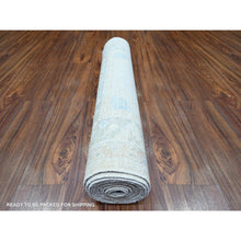 Load image into Gallery viewer, 3&#39;1&quot;x12&#39;1&quot; Stone Eagle Gray, Vegetable Dyes, Washed Out Peshawar with Faded Colors, 100% Wool, Hand Knotted, Runner Oriental Rug FWR447486