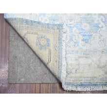 Load image into Gallery viewer, 2&#39;6&quot;x16&#39;2&quot; Argentina and Columbia Blue, 100% Wool, White Wash Peshawar with Faded Design Vegetable Dyes, Hand Knotted, XL Runner Oriental Rug FWR447504