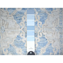 Load image into Gallery viewer, 2&#39;6&quot;x16&#39;2&quot; Argentina and Columbia Blue, 100% Wool, White Wash Peshawar with Faded Design Vegetable Dyes, Hand Knotted, XL Runner Oriental Rug FWR447504