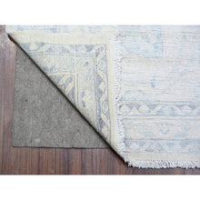 Load image into Gallery viewer, 2&#39;7&quot;x11&#39;9&quot; Porcelain White with Gentle Gray, Washed Out Peshawar with Faded Colors, Natural Dyes, High Grade Wool, Hand Knotted, Runner Oriental Rug FWR447516