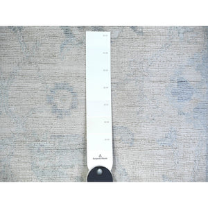 2'7"x11'9" Porcelain White with Gentle Gray, Washed Out Peshawar with Faded Colors, Natural Dyes, High Grade Wool, Hand Knotted, Runner Oriental Rug FWR447516