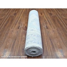 Load image into Gallery viewer, 2&#39;7&quot;x11&#39;9&quot; Porcelain White with Gentle Gray, Washed Out Peshawar with Faded Colors, Natural Dyes, High Grade Wool, Hand Knotted, Runner Oriental Rug FWR447516