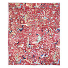 Load image into Gallery viewer, 8&#39;2&quot;x10&#39;1&quot; Prismatic Red, Natural Dyes, Pure Wool, Hand Knotted, Afghan Peshawar with Birds of Paradise Design, Abrash, Oriental Rug FWR447522
