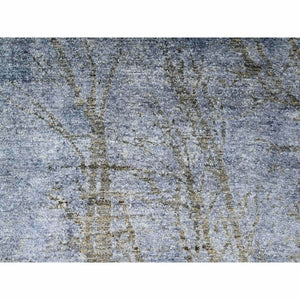 8'10"x12'1" Blue Gray, Modern Tree in the Dusk Design, 100% Wool, Natural Dyes, Tone on Tone, Hand Knotted, Oriental Rug FWR447774