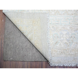 8'x9'10" Chrome Gray, Washed Out Khotan Inspired Pomegranate Design, High grade Wool, Hand Knotted, Oriental Rug FWR447840