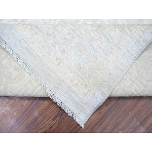 8'x9'10" Chrome Gray, Washed Out Khotan Inspired Pomegranate Design, High grade Wool, Hand Knotted, Oriental Rug FWR447840