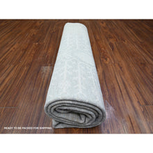 Load image into Gallery viewer, 8&#39;x9&#39;10&quot; Chrome Gray, Washed Out Khotan Inspired Pomegranate Design, High grade Wool, Hand Knotted, Oriental Rug FWR447840