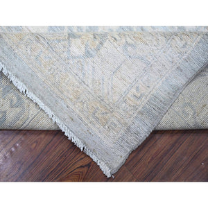 8'2"x10' Oxford Gray, Pure Wool, Washed Out Khotan Inspired Pomegranate Design, Hand Knotted, Oriental Rug FWR447954